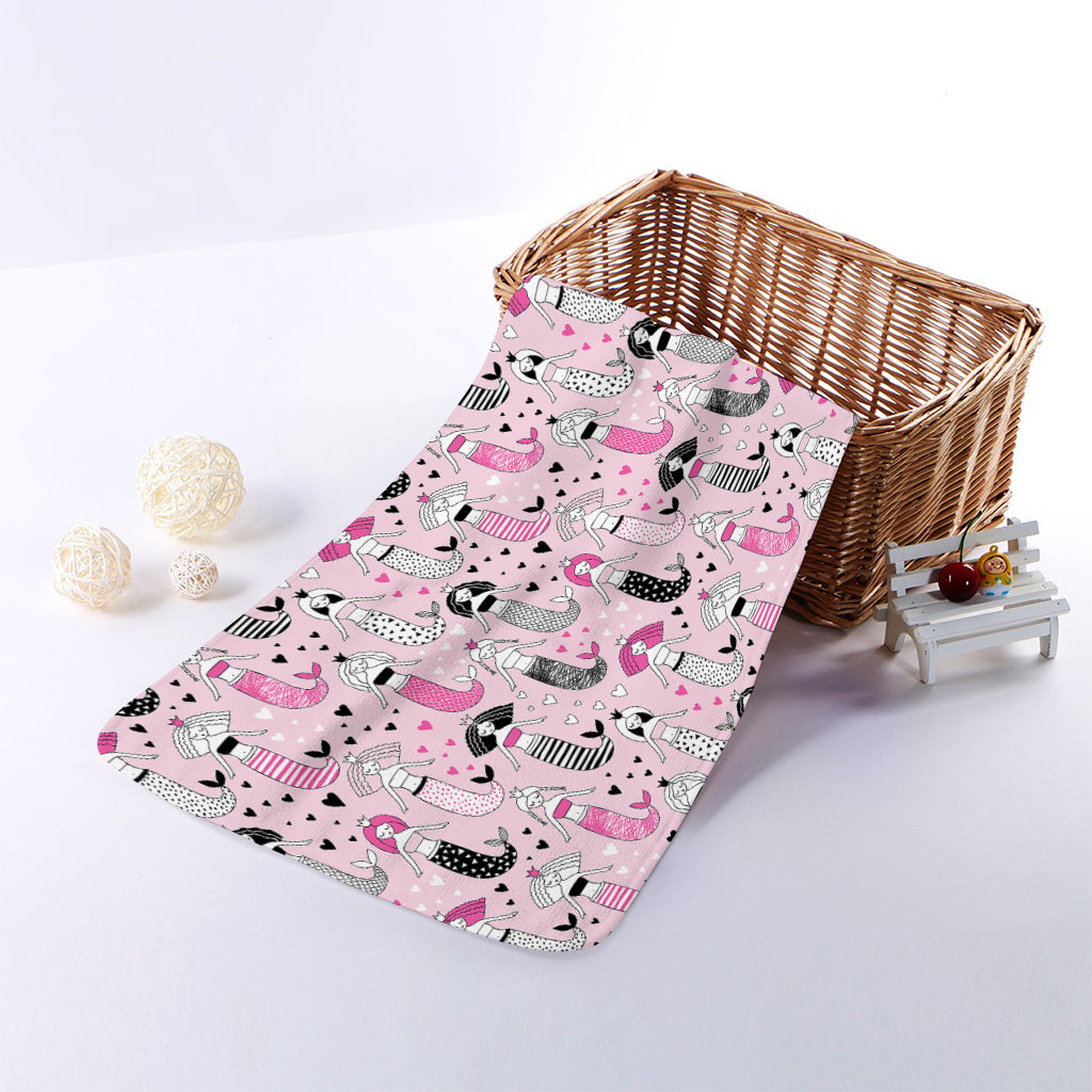 Pink Girly Mermaid Pattern Print Towel