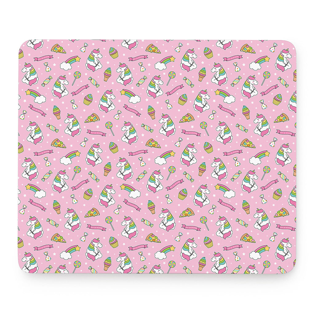 Pink Girly Unicorn Pattern Print Mouse Pad