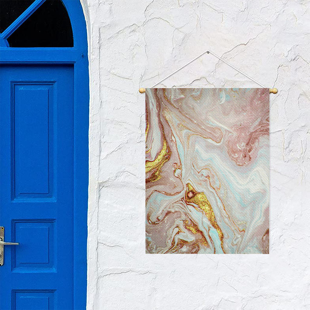 Pink Gold Liquid Marble Print Garden Flag
