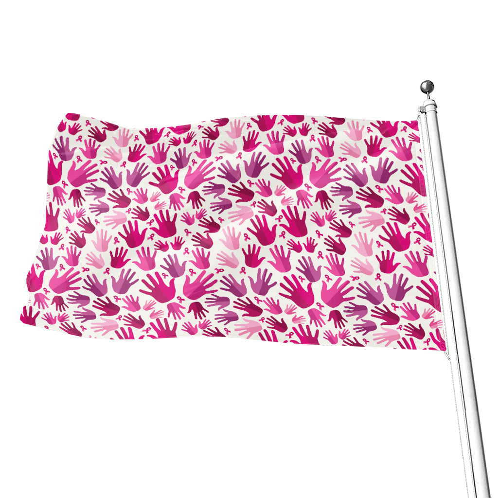 Pink Hand Breast Cancer Pattern Print Flag