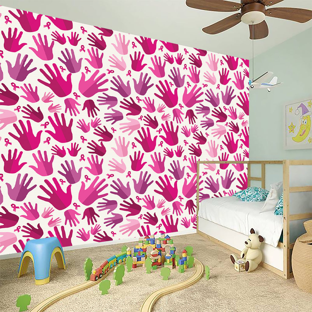 Pink Hand Breast Cancer Pattern Print Wall Sticker