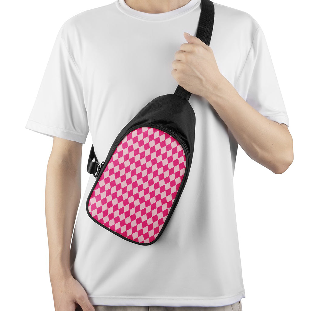 Pink Harlequin Pattern Print Chest Bag
