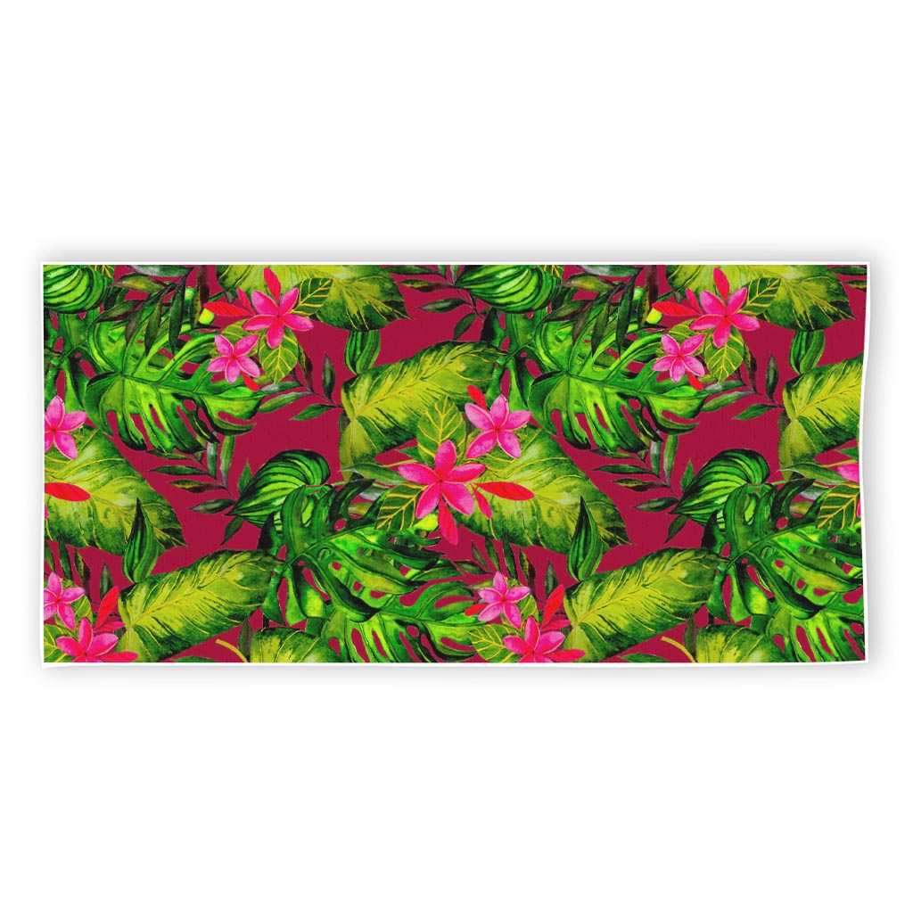 Pink Hawaiian Tropical Pattern Print Beach Towel