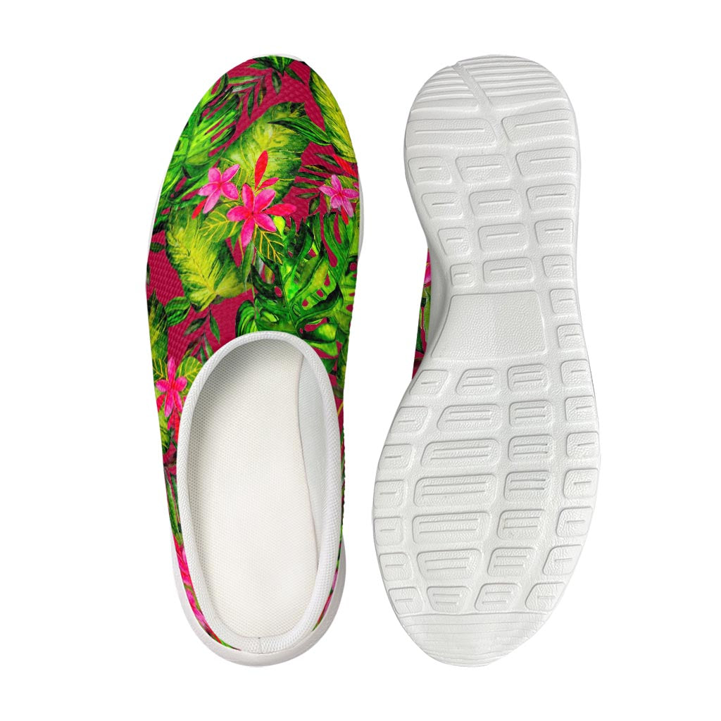 Pink Hawaiian Tropical Pattern Print Mesh Casual Shoes
