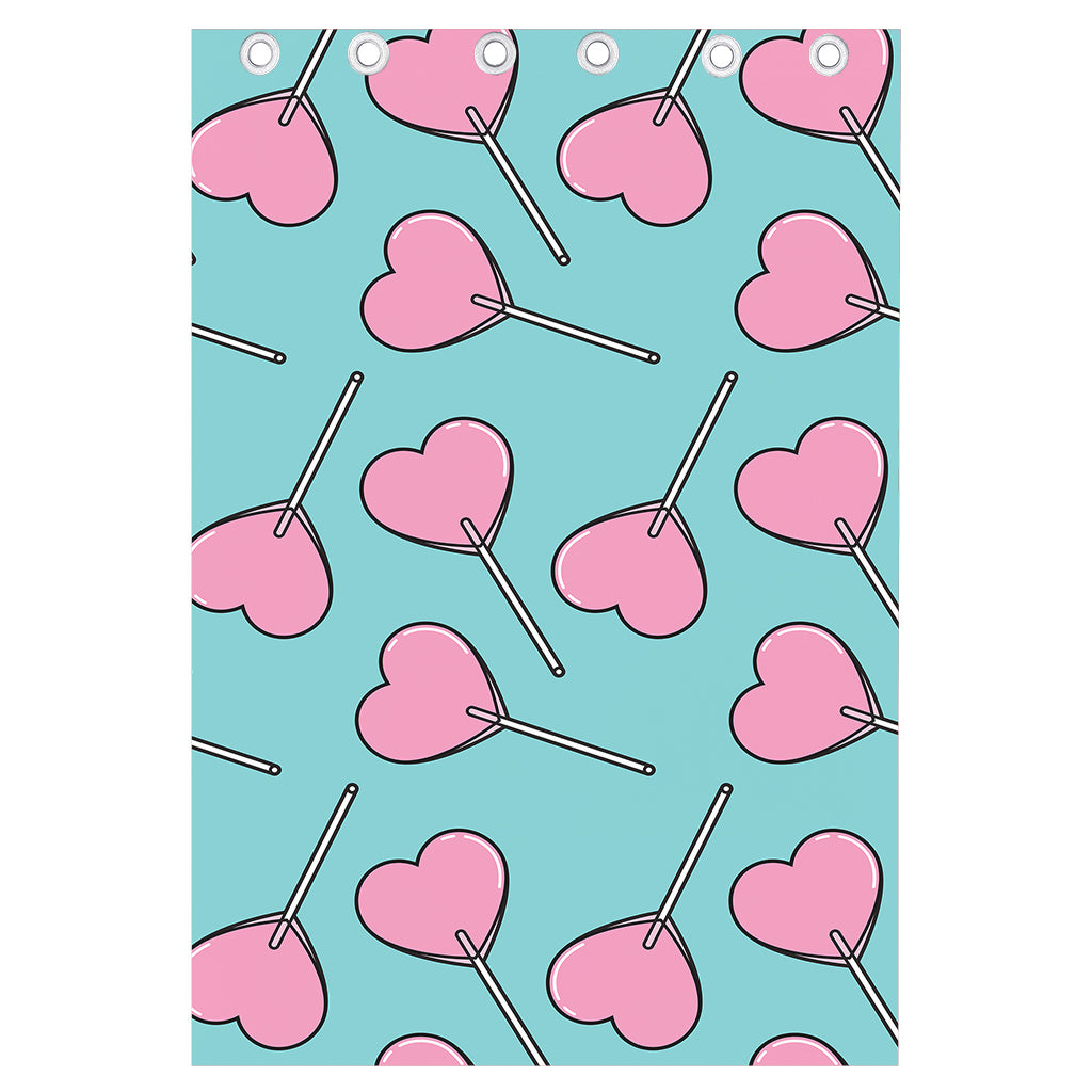 Pink Heart Lollipop Pattern Print Curtain
