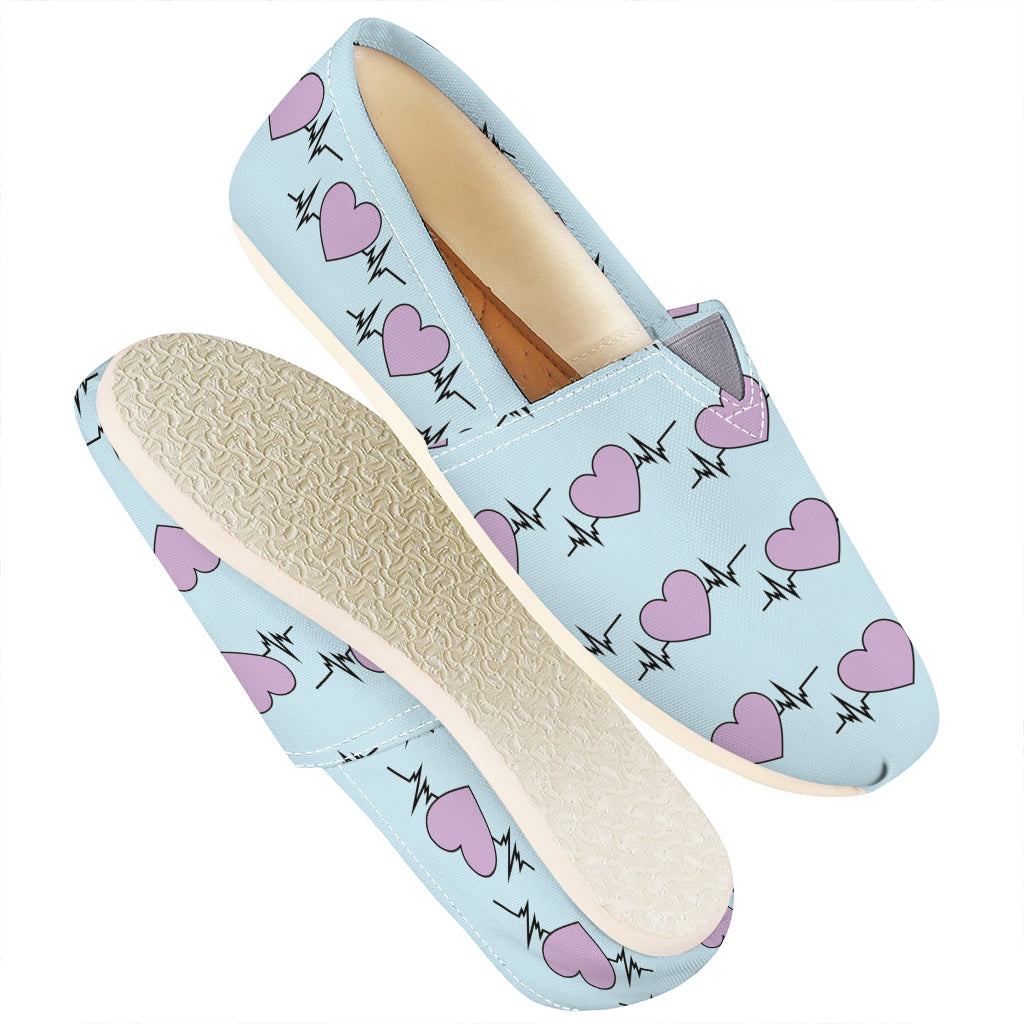 Pink Heartbeat Pattern Print Casual Shoes
