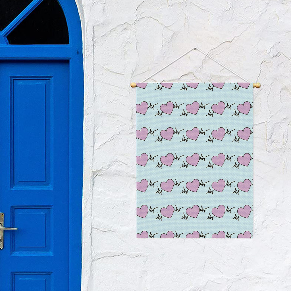 Pink Heartbeat Pattern Print Garden Flag