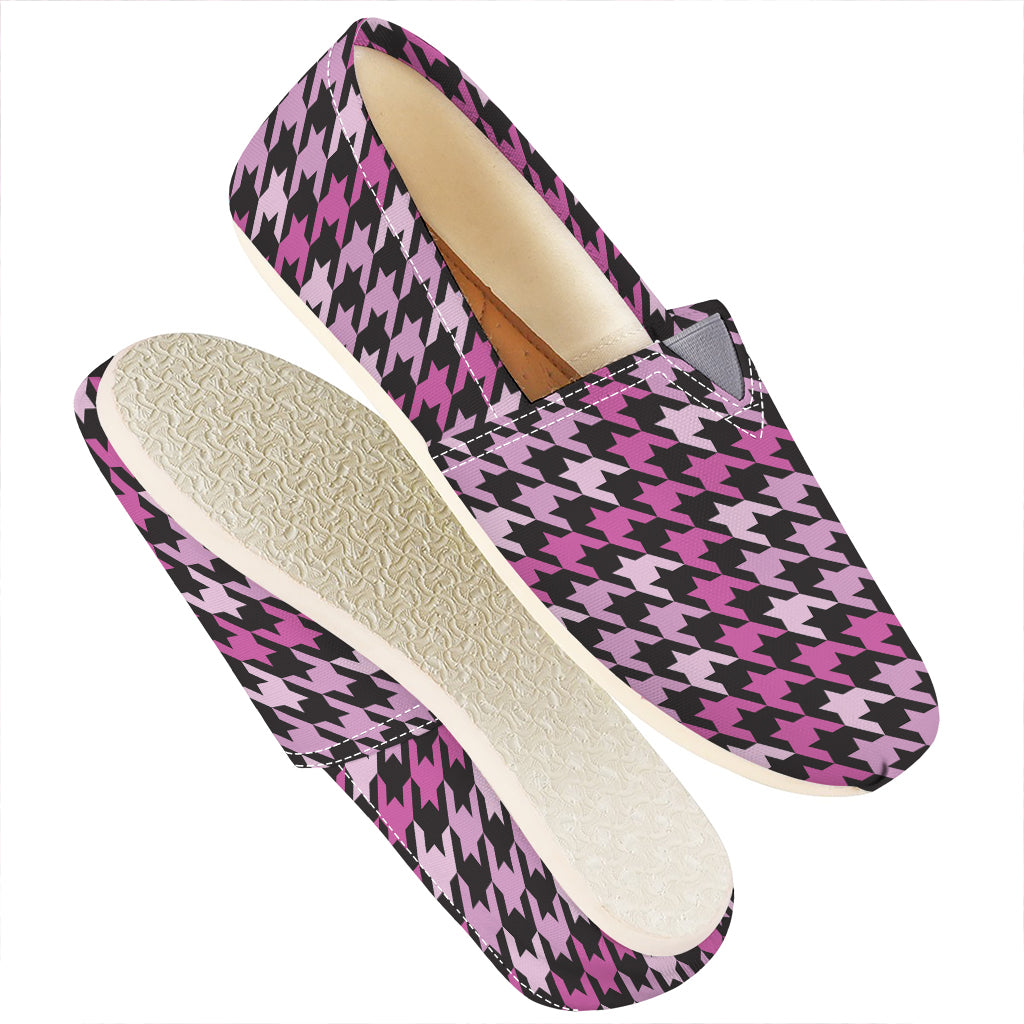 Pink Houndstooth Pattern Print Casual Shoes