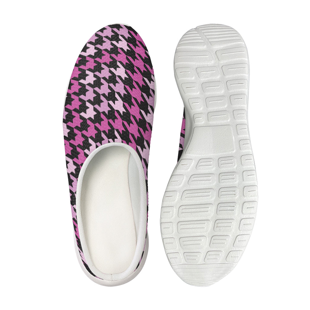 Pink Houndstooth Pattern Print Mesh Casual Shoes