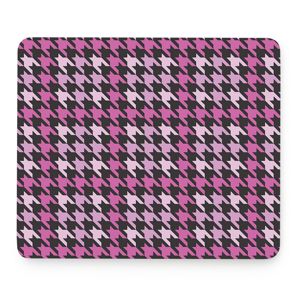 Pink Houndstooth Pattern Print Mouse Pad