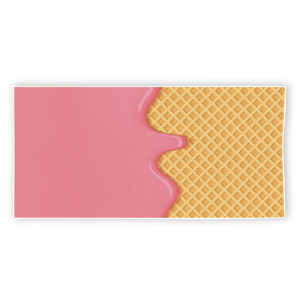 Pink Ice Cream Melted Print Beach Towel