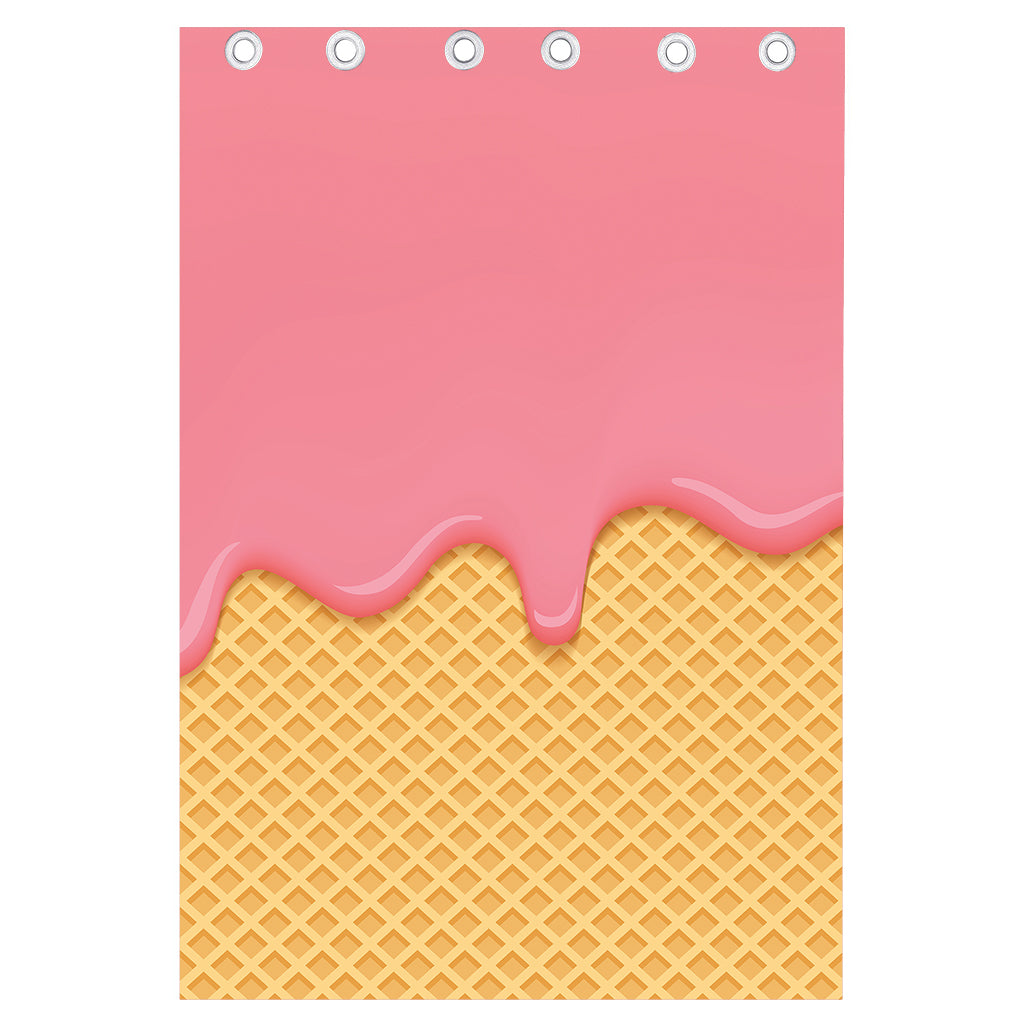 Pink Ice Cream Melted Print Curtain