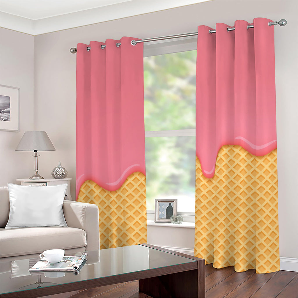 Pink Ice Cream Melted Print Grommet Curtains