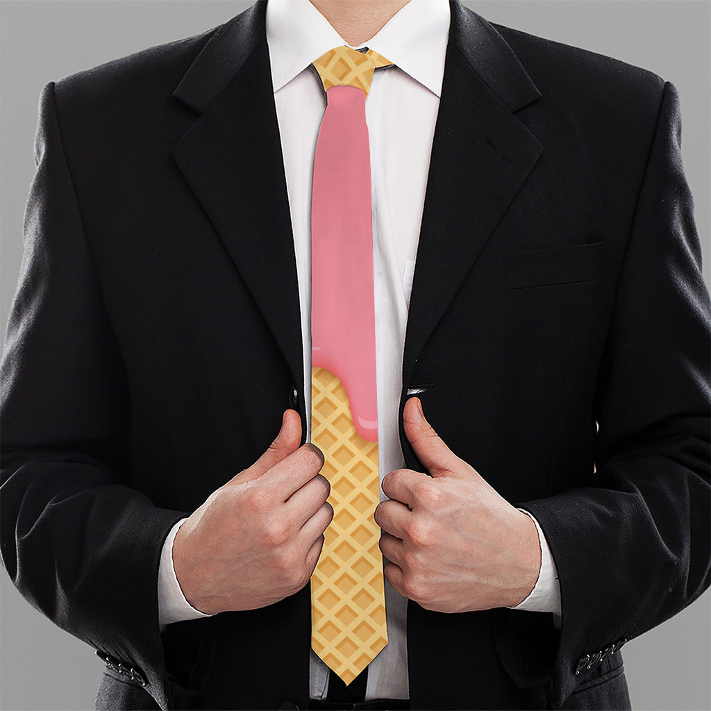 Pink Ice Cream Melted Print Necktie