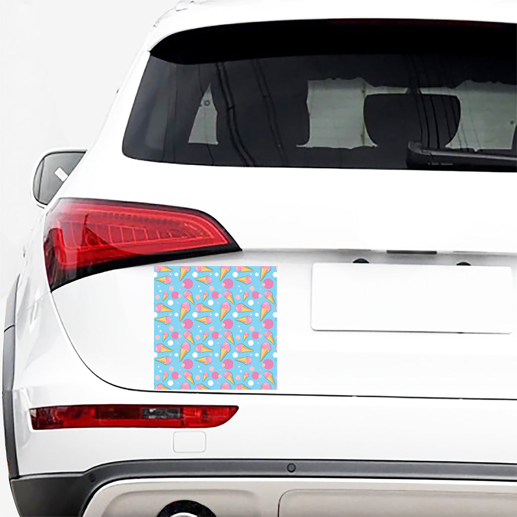 Pink Ice Cream Pattern Print Car Sticker