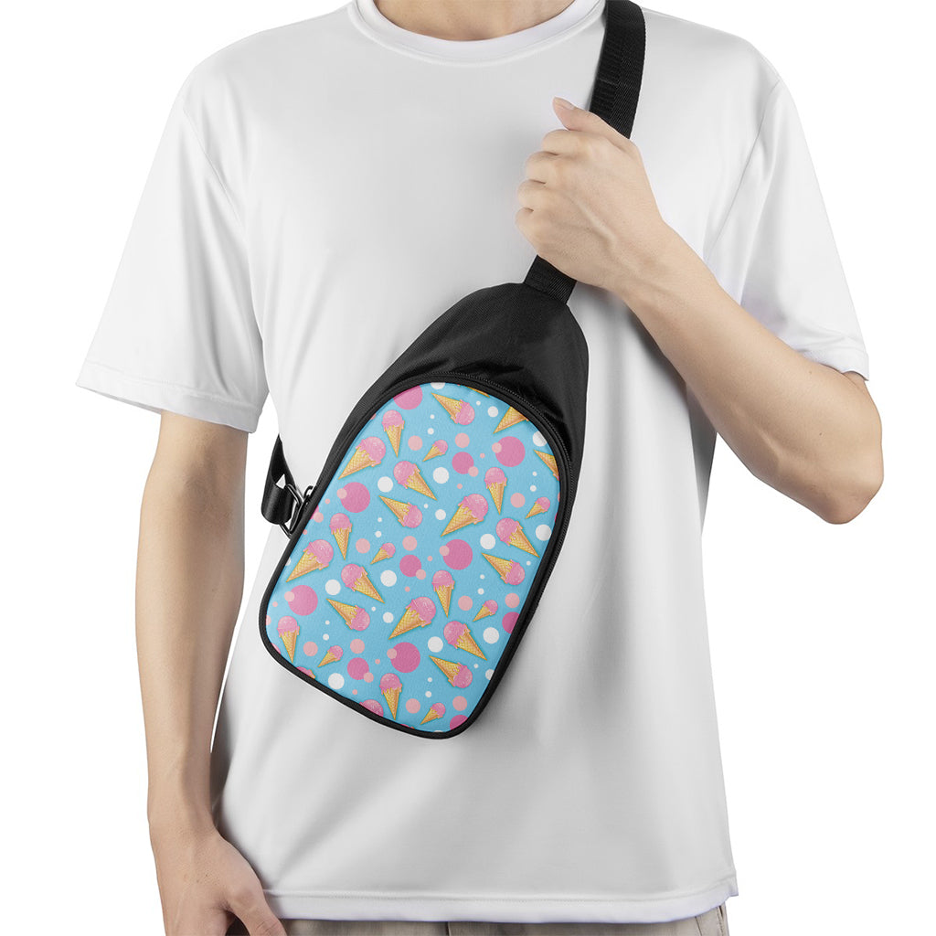 Pink Ice Cream Pattern Print Chest Bag