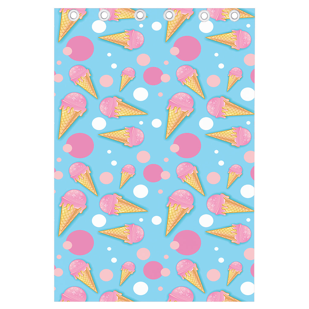 Pink Ice Cream Pattern Print Curtain