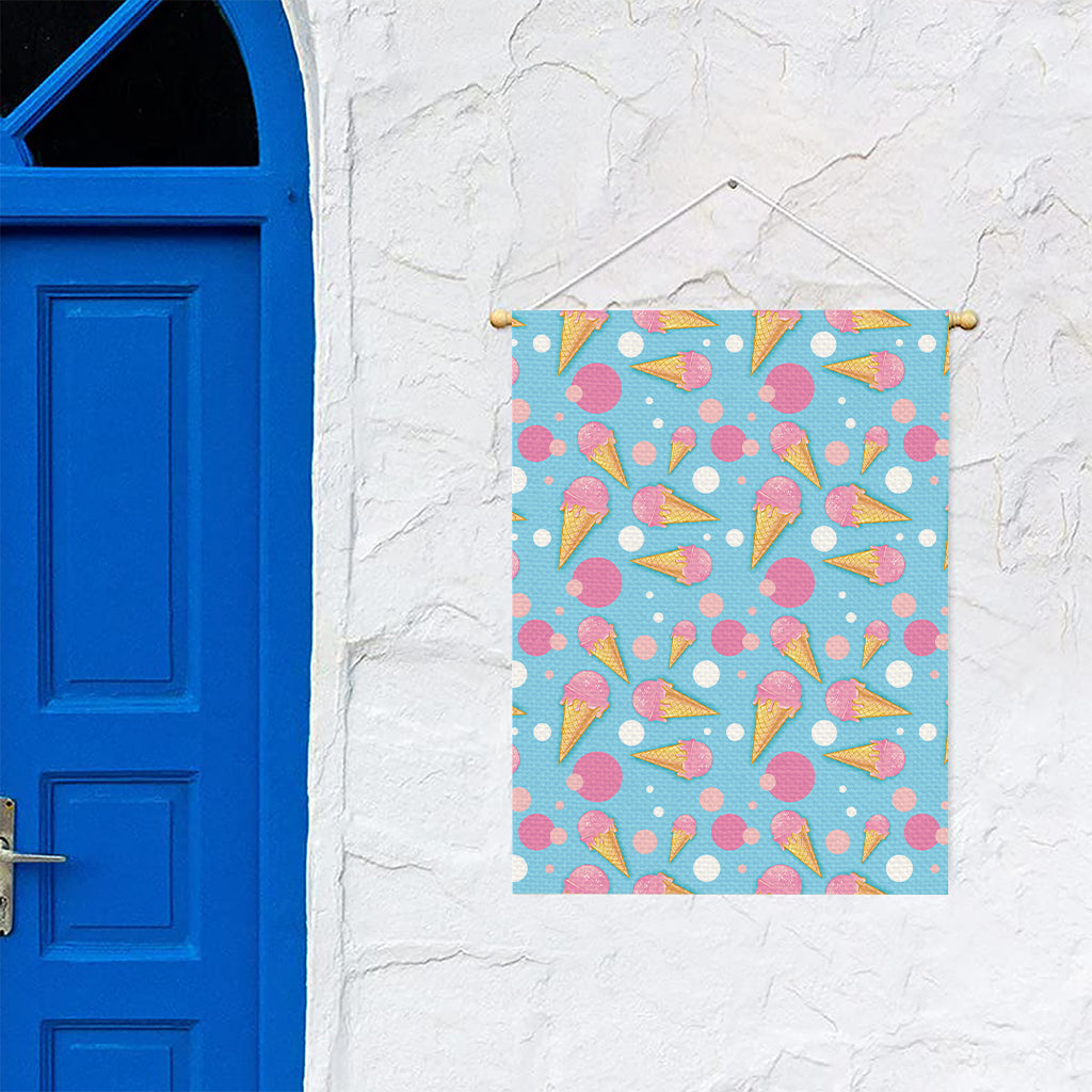 Pink Ice Cream Pattern Print Garden Flag