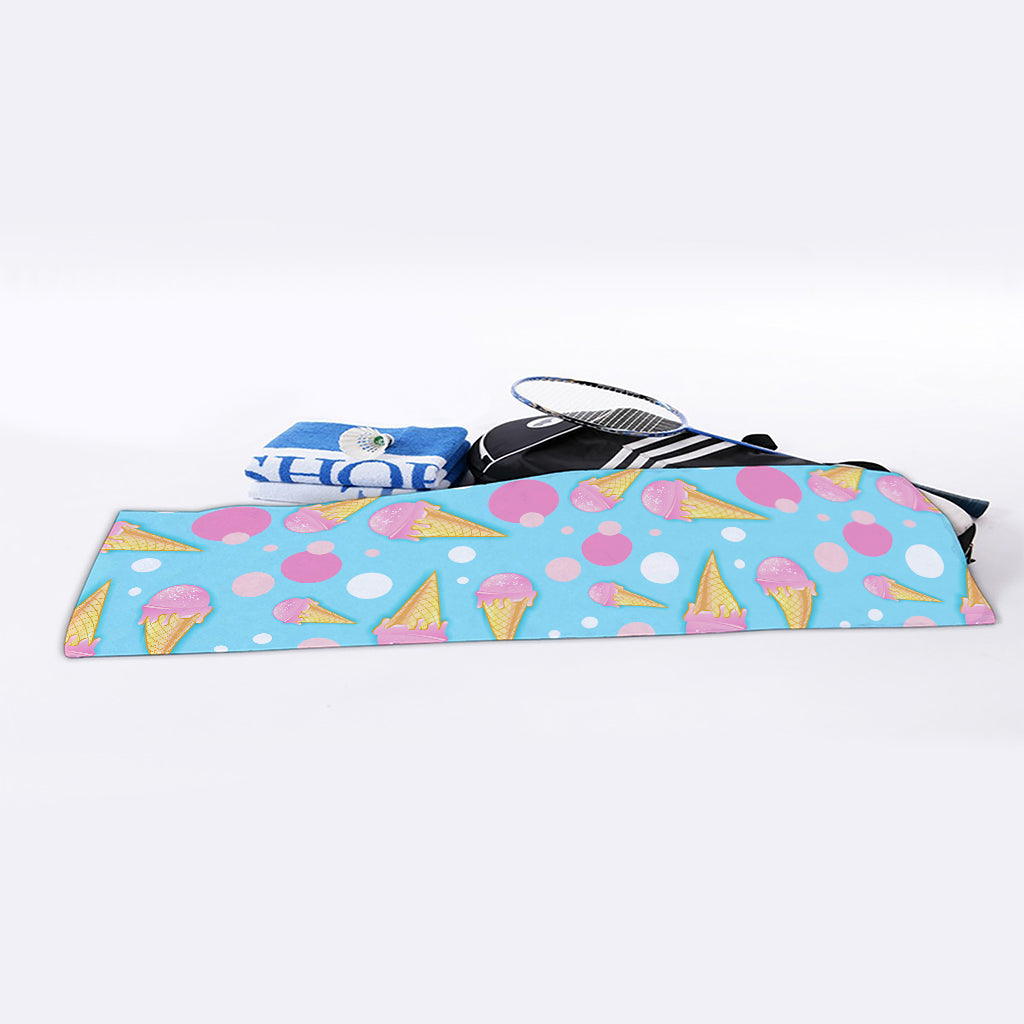 Pink Ice Cream Pattern Print Sports Towel