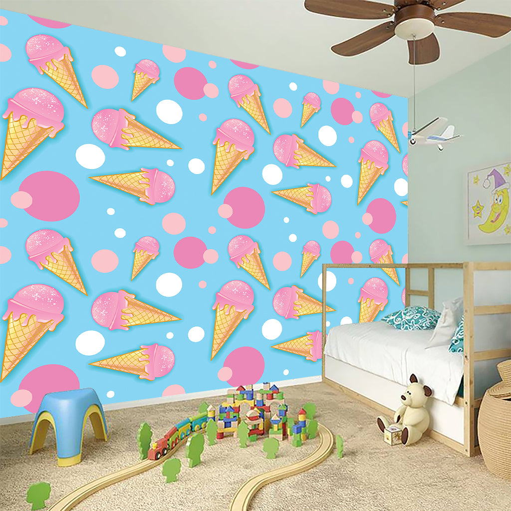 Pink Ice Cream Pattern Print Wall Sticker