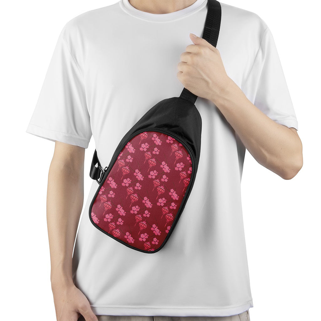 Pink Japanese Lantern Pattern Print Chest Bag