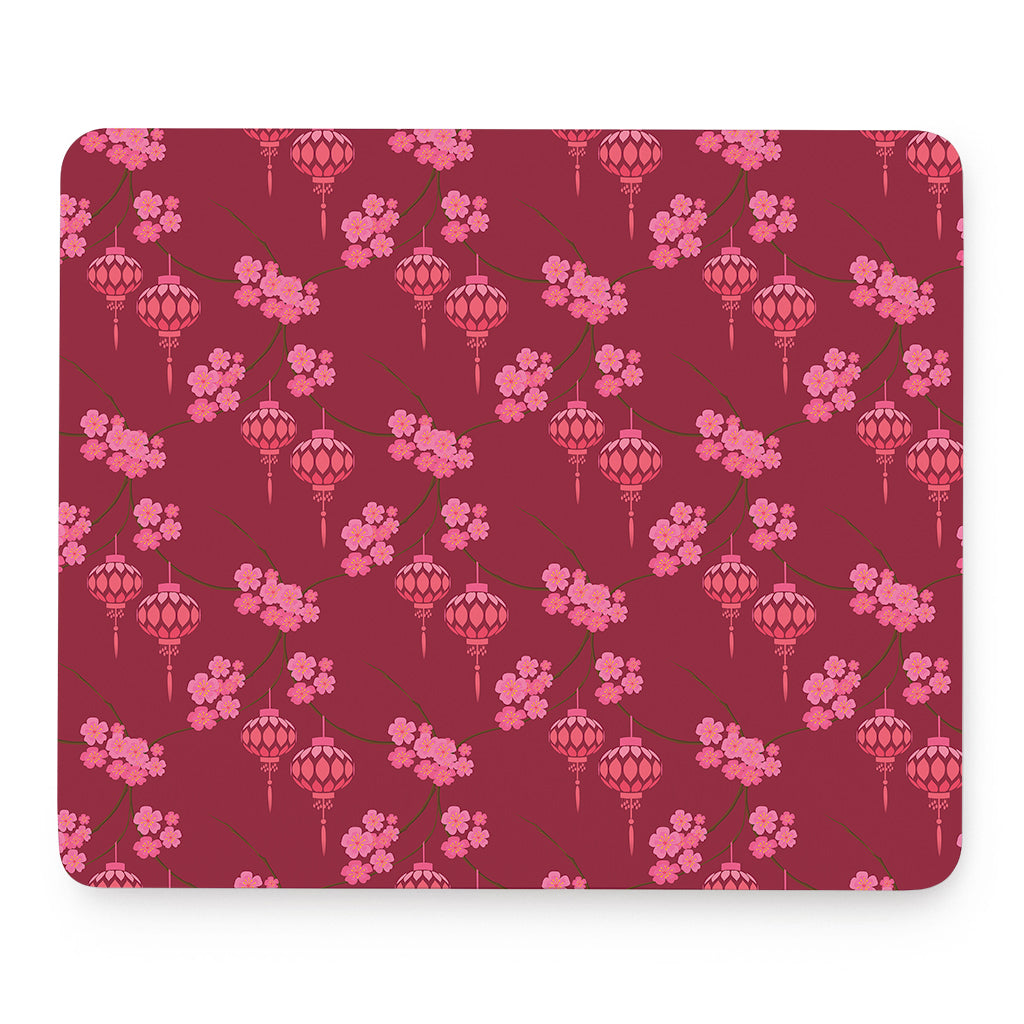 Pink Japanese Lantern Pattern Print Mouse Pad