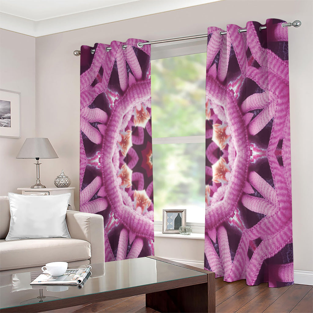 Pink Kaleidoscope Print Extra Wide Grommet Curtains
