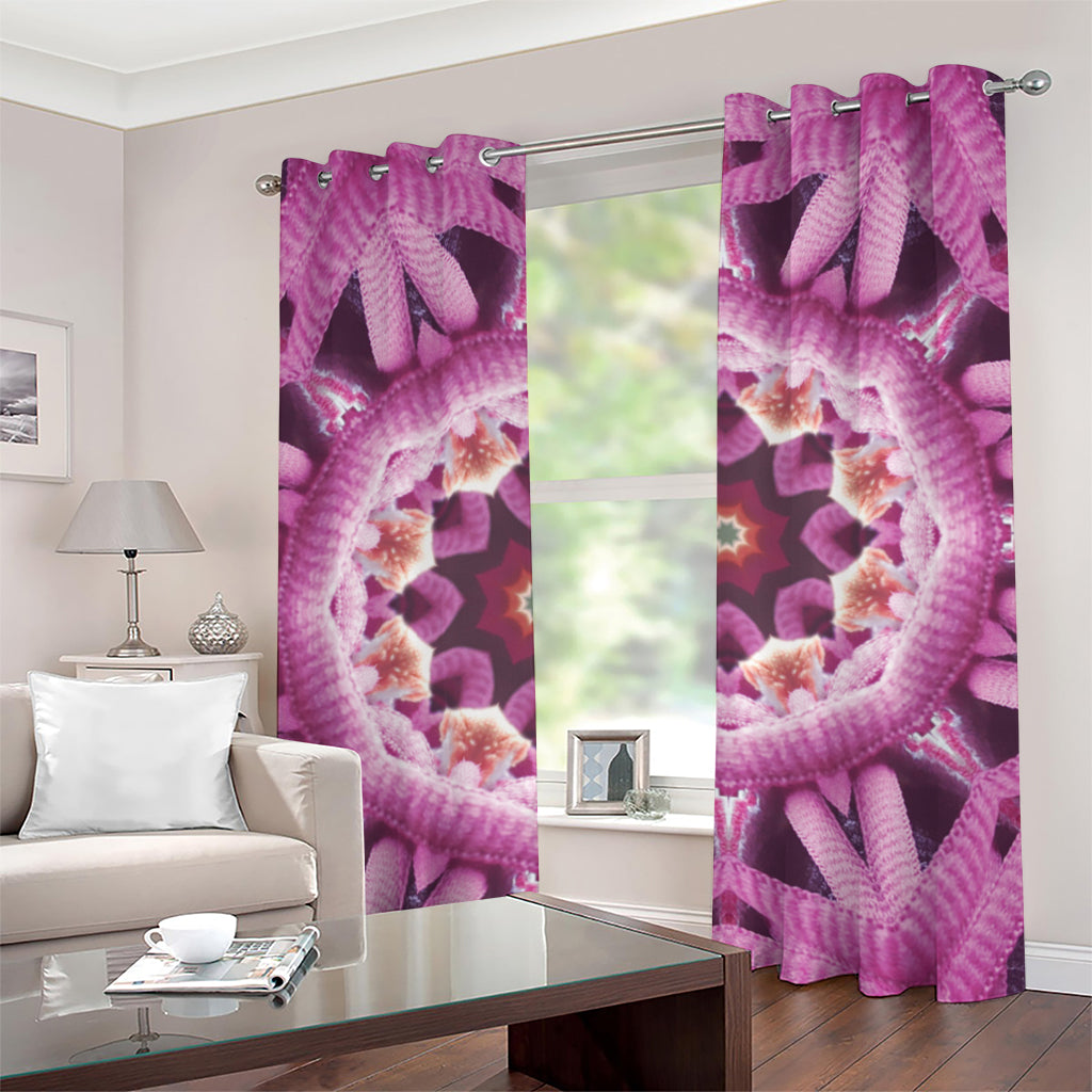 Pink Kaleidoscope Print Grommet Curtains