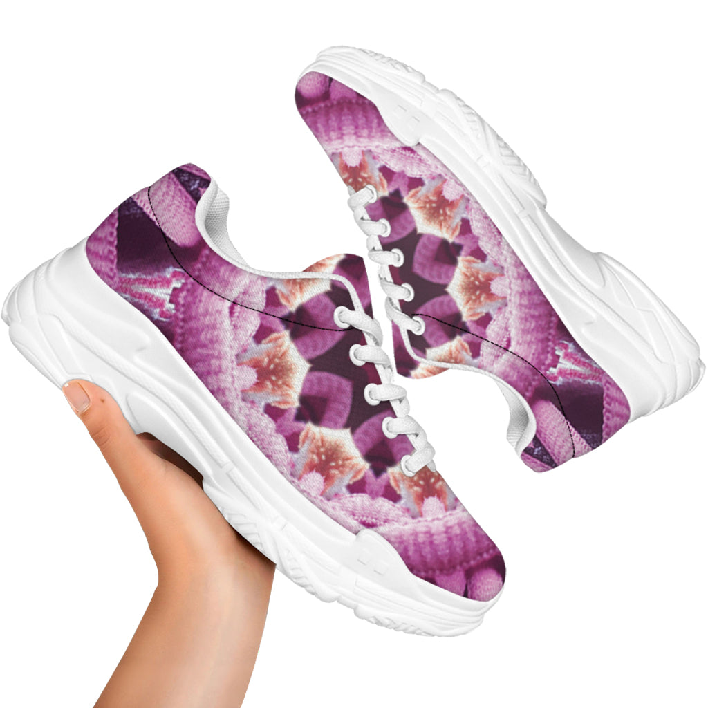Pink Kaleidoscope Print White Chunky Shoes