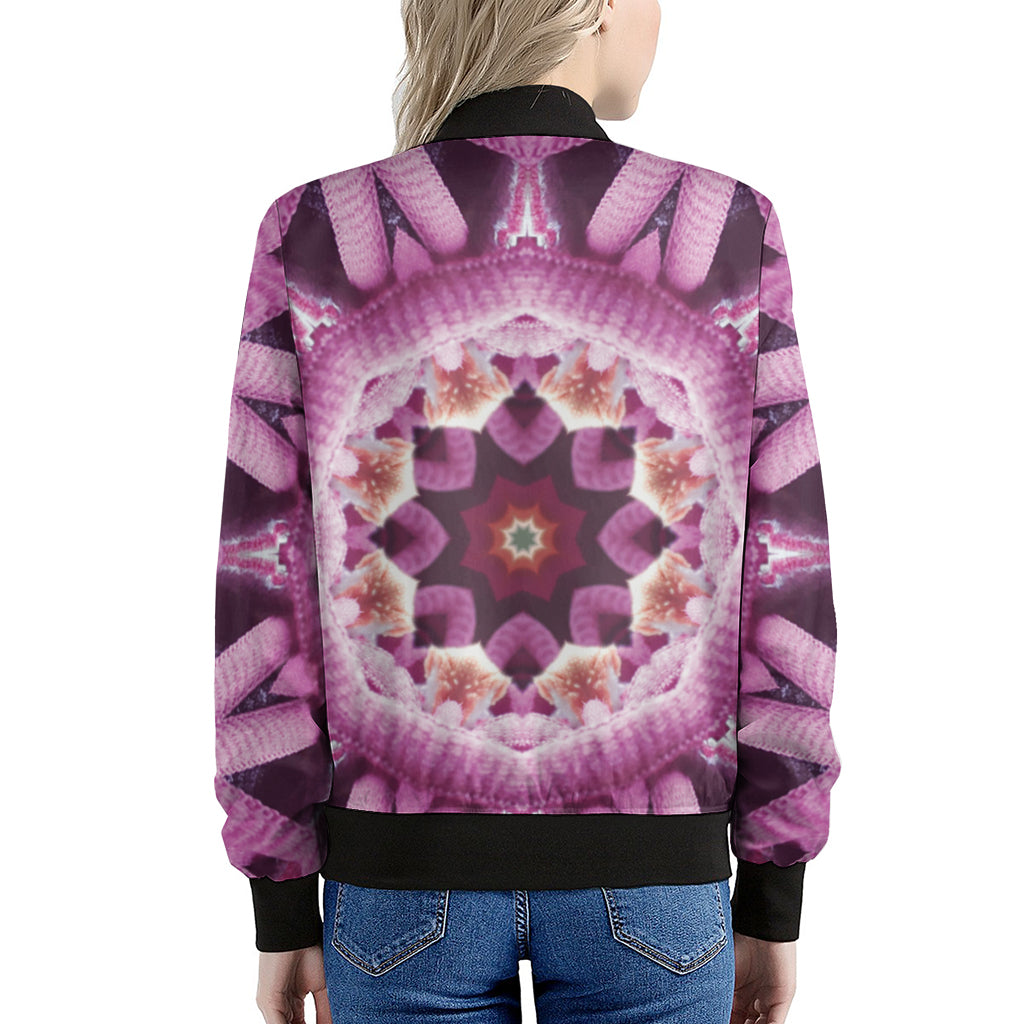 Pink Kaleidoscope Print Women's Bomber Jacket