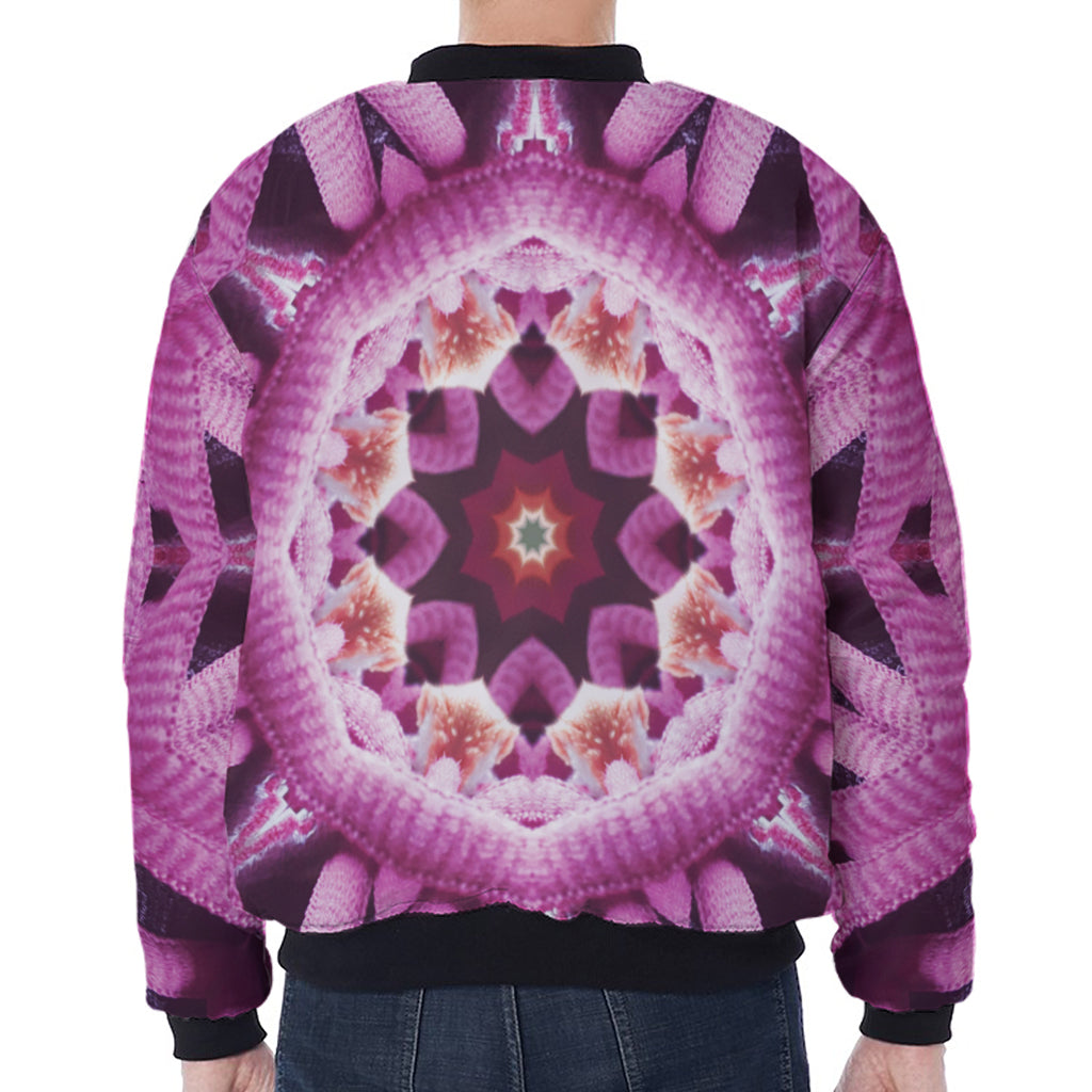 Pink Kaleidoscope Print Zip Sleeve Bomber Jacket