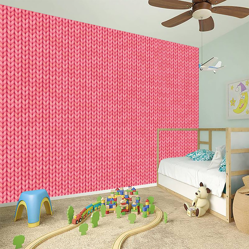 Pink Knitted Pattern Print Wall Sticker