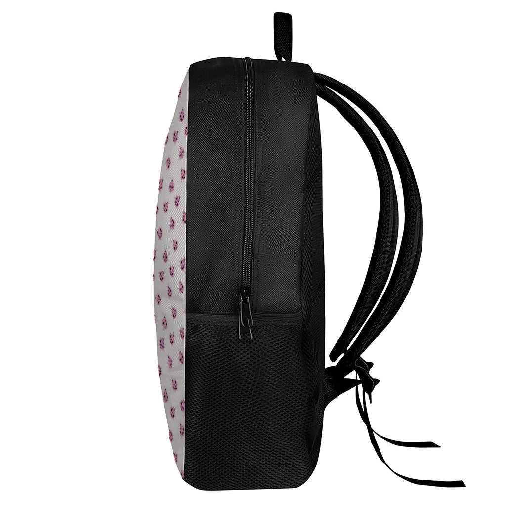Pink Ladybug Pattern Print 17 Inch Backpack