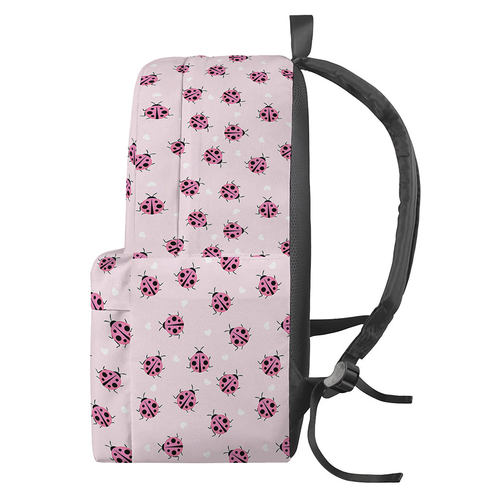 Pink Ladybug Pattern Print Backpack