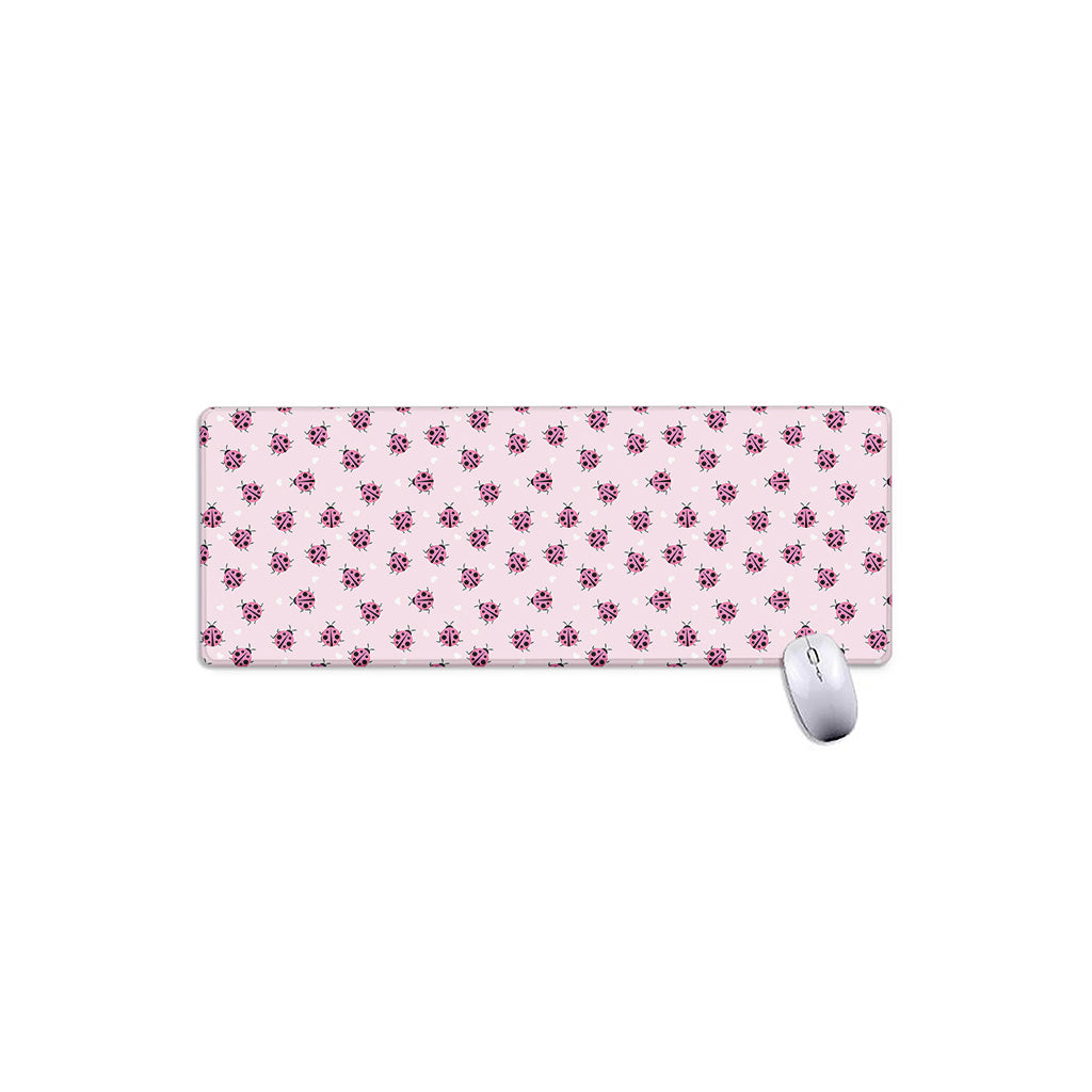 Pink Ladybug Pattern Print Extended Mouse Pad