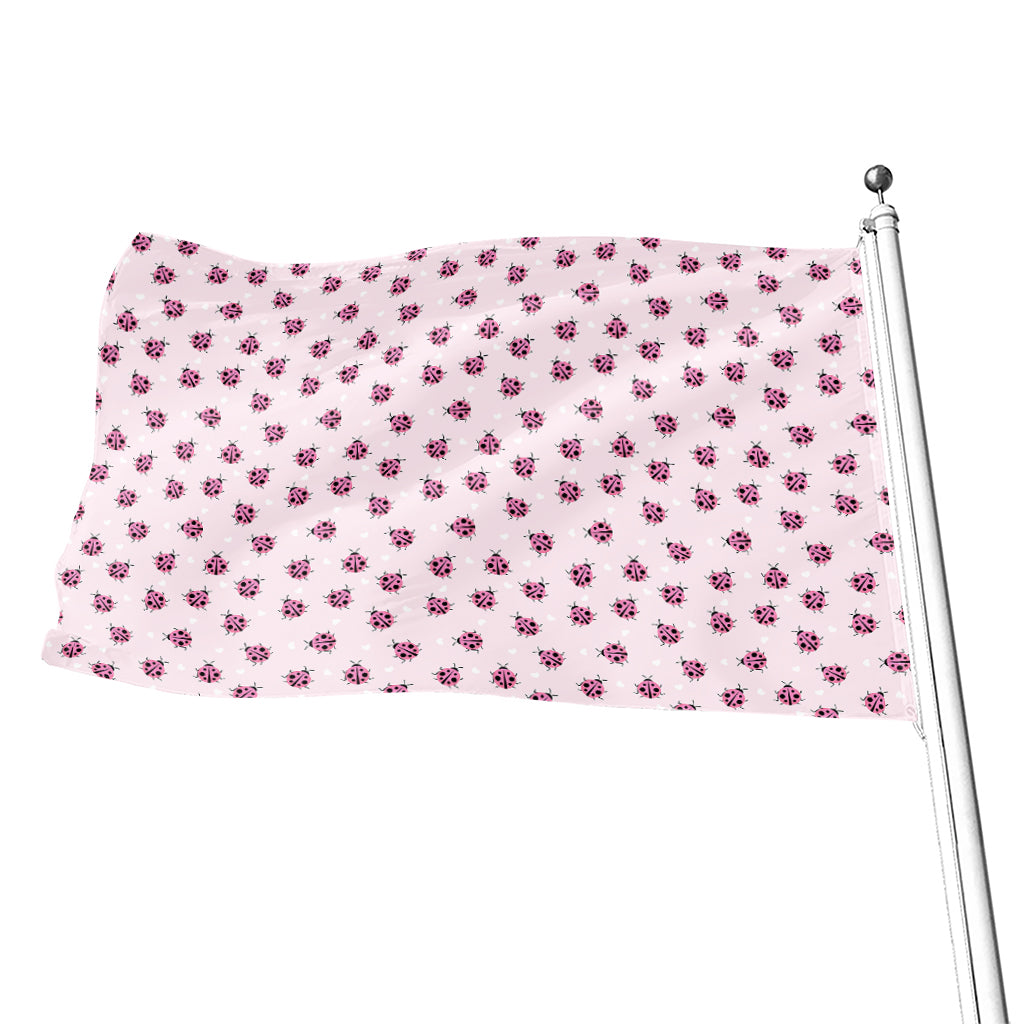 Pink Ladybug Pattern Print Flag