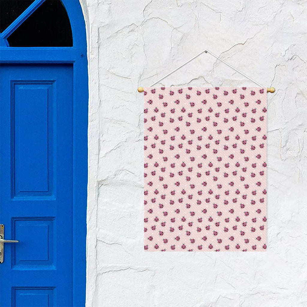 Pink Ladybug Pattern Print Garden Flag