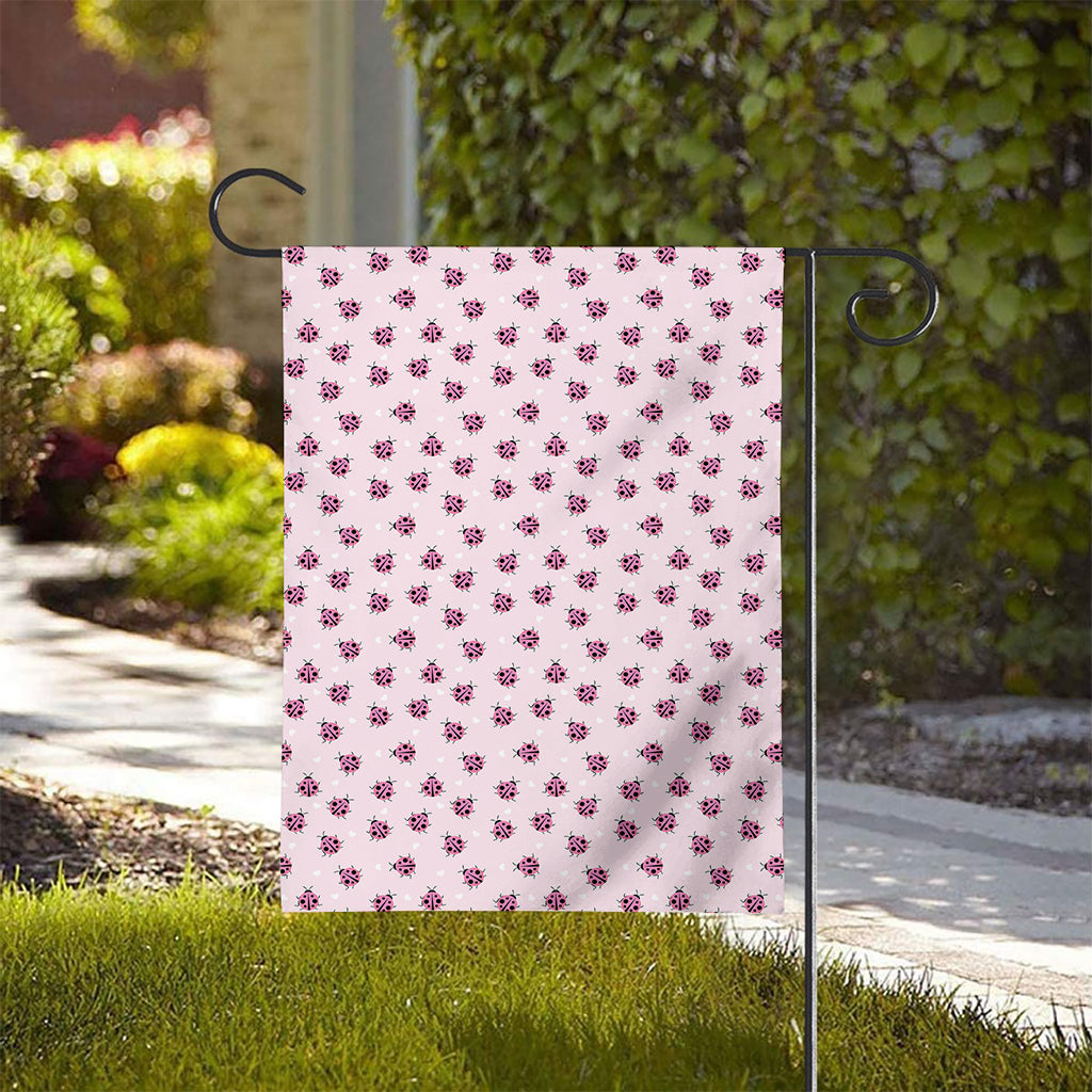 Pink Ladybug Pattern Print House Flag