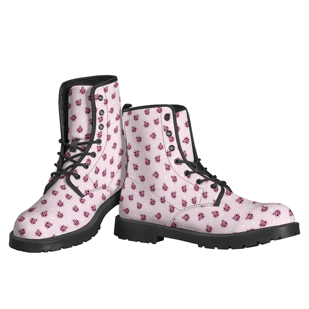 Pink Ladybug Pattern Print Backpack