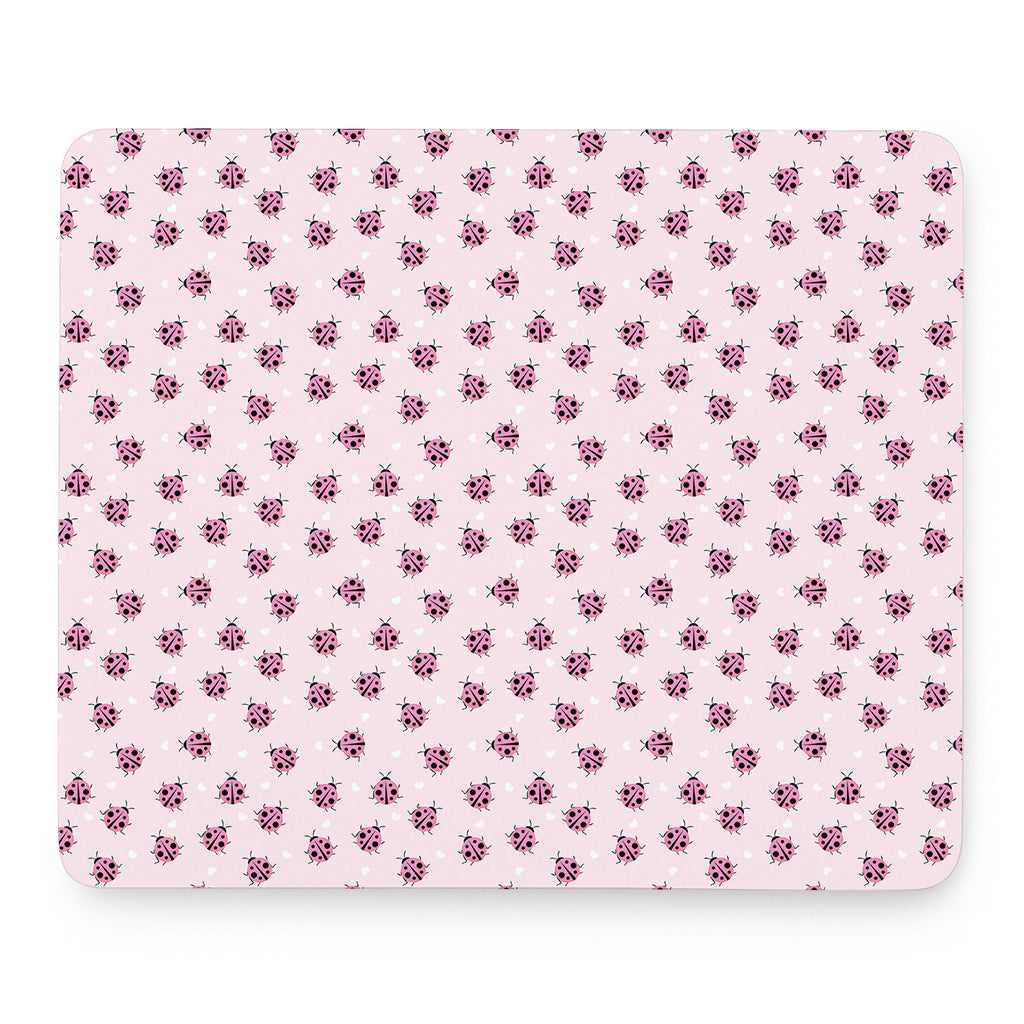 Pink Ladybug Pattern Print Mouse Pad