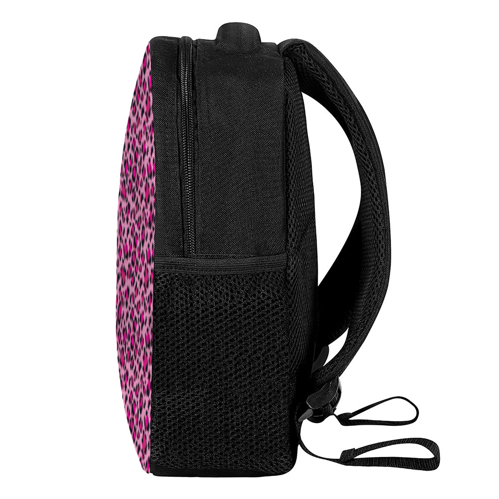 Pink Leopard Print Casual Backpack