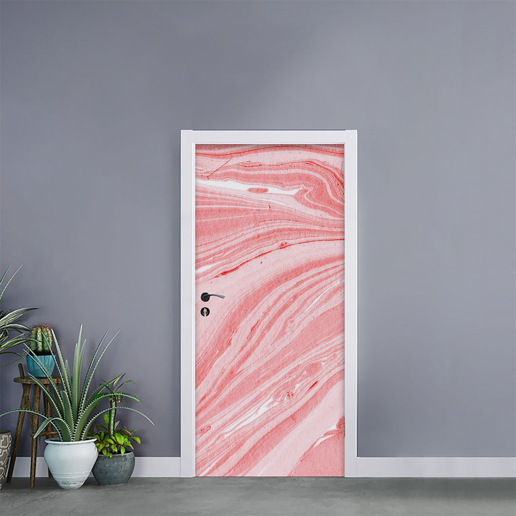 Pink Liquid Marble Print Door Sticker