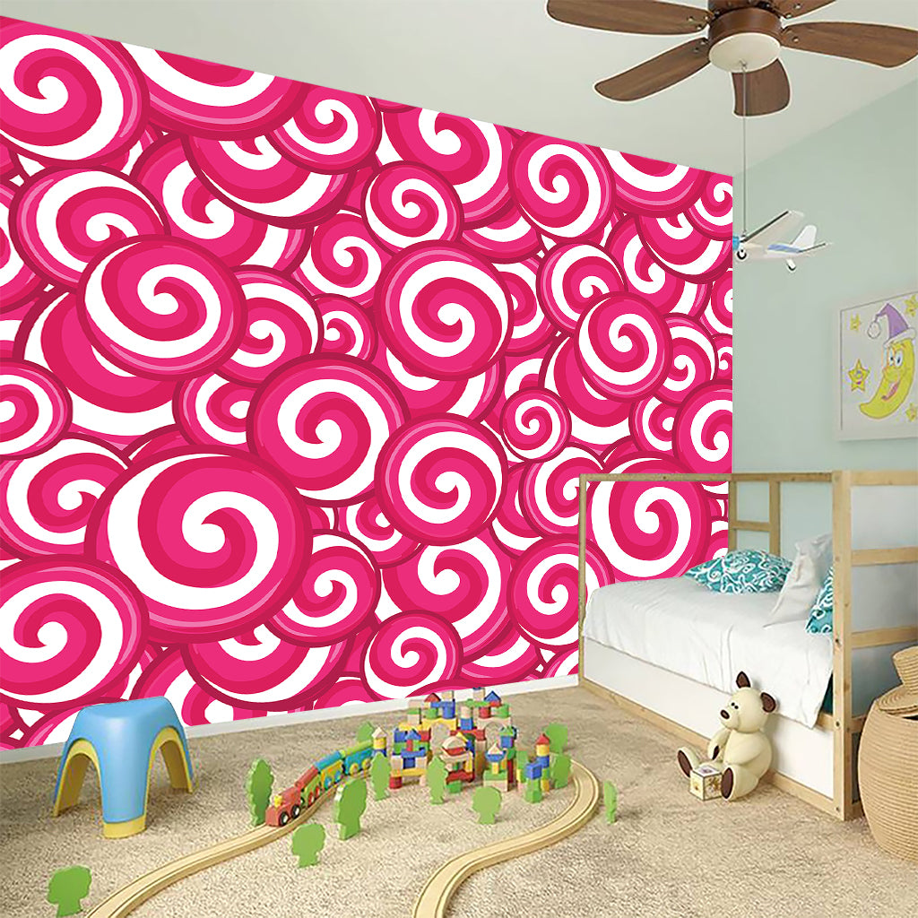 Pink Lollipop Candy Pattern Print Wall Sticker