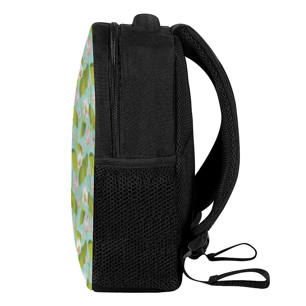 Pink Lotus Pattern Print Casual Backpack