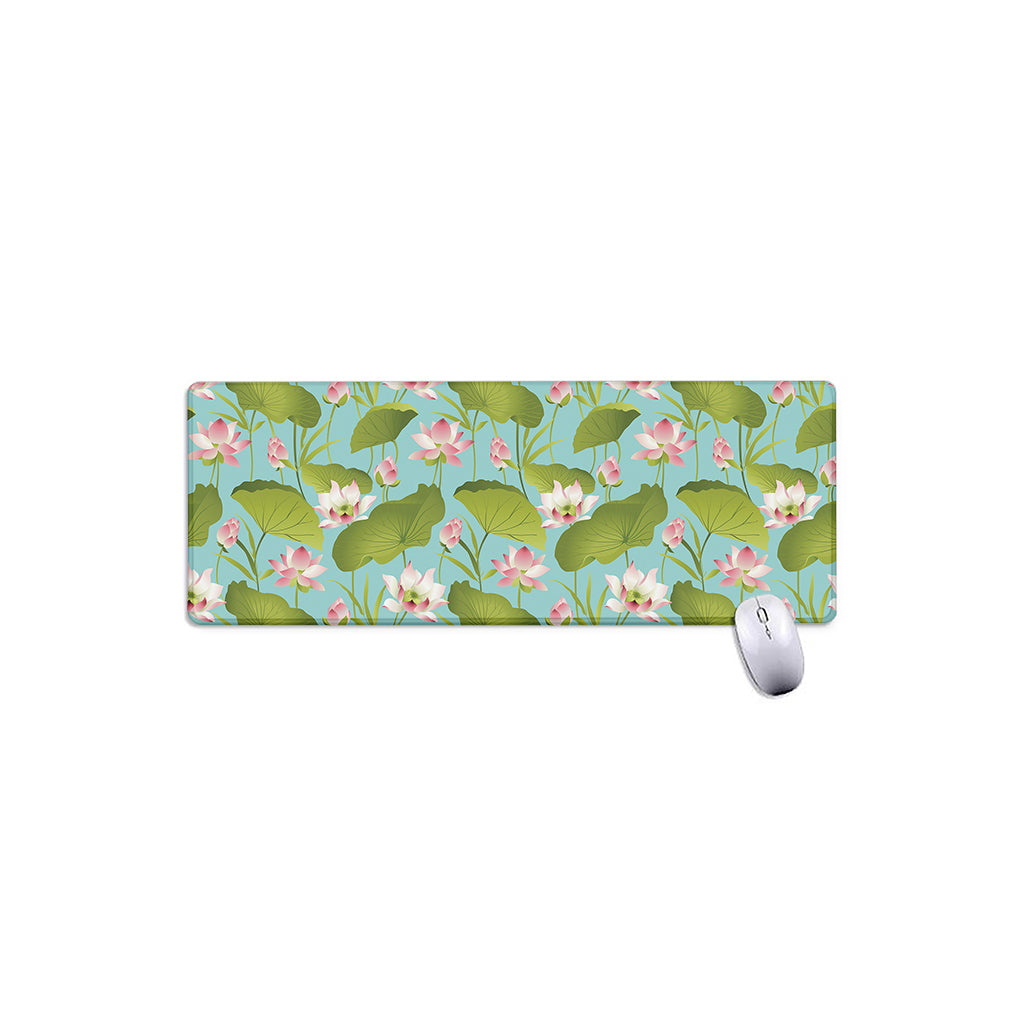 Pink Lotus Pattern Print Extended Mouse Pad