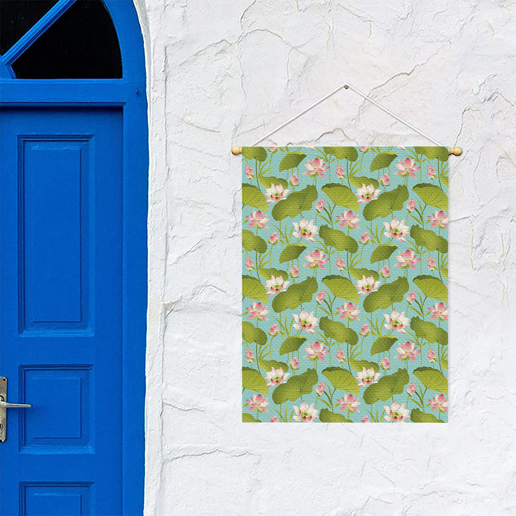 Pink Lotus Pattern Print Garden Flag