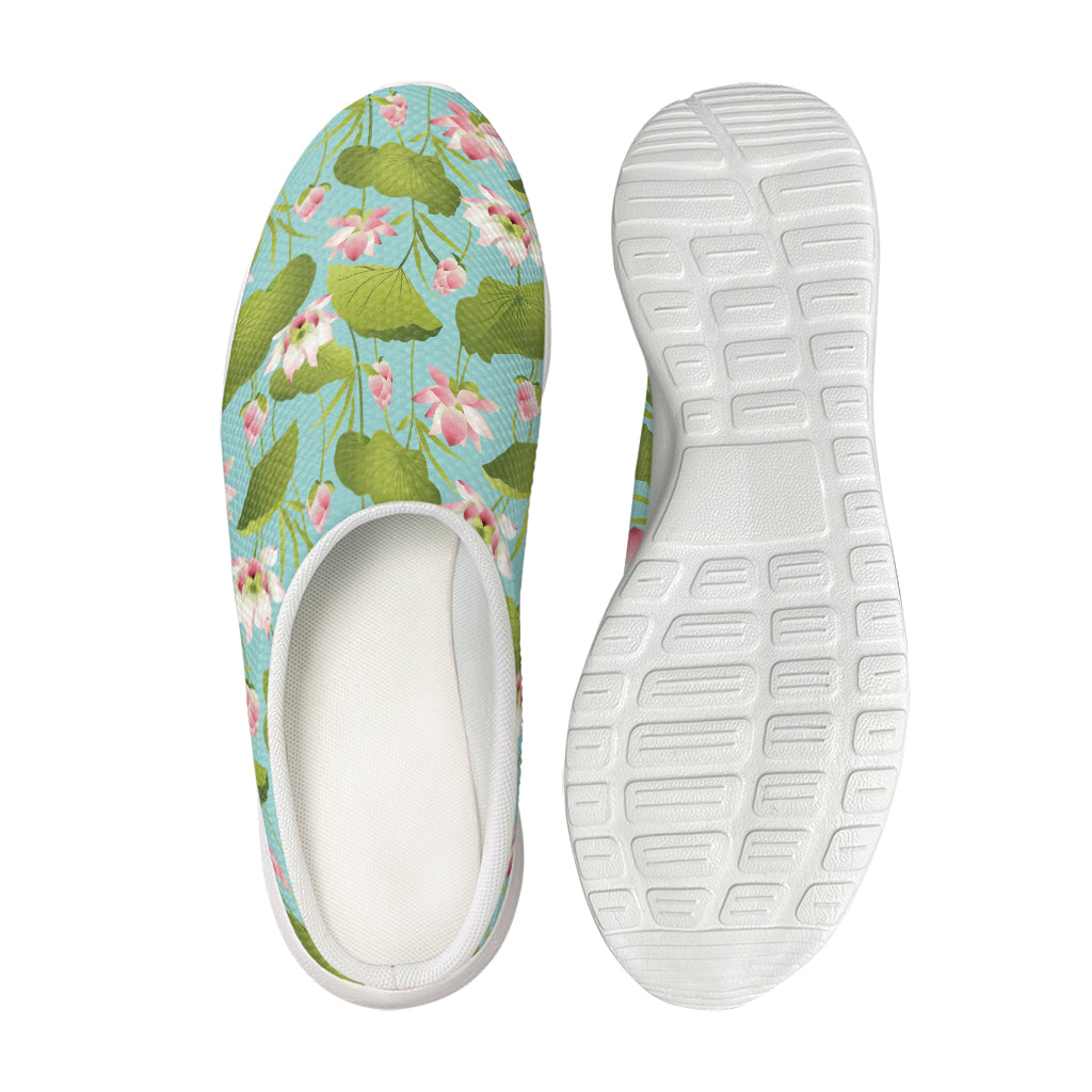 Pink Lotus Pattern Print Mesh Casual Shoes
