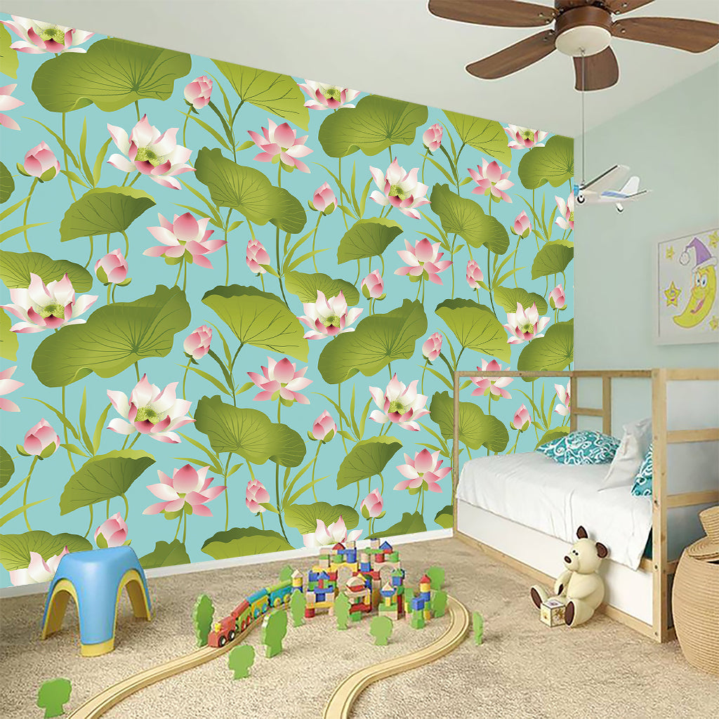 Pink Lotus Pattern Print Wall Sticker