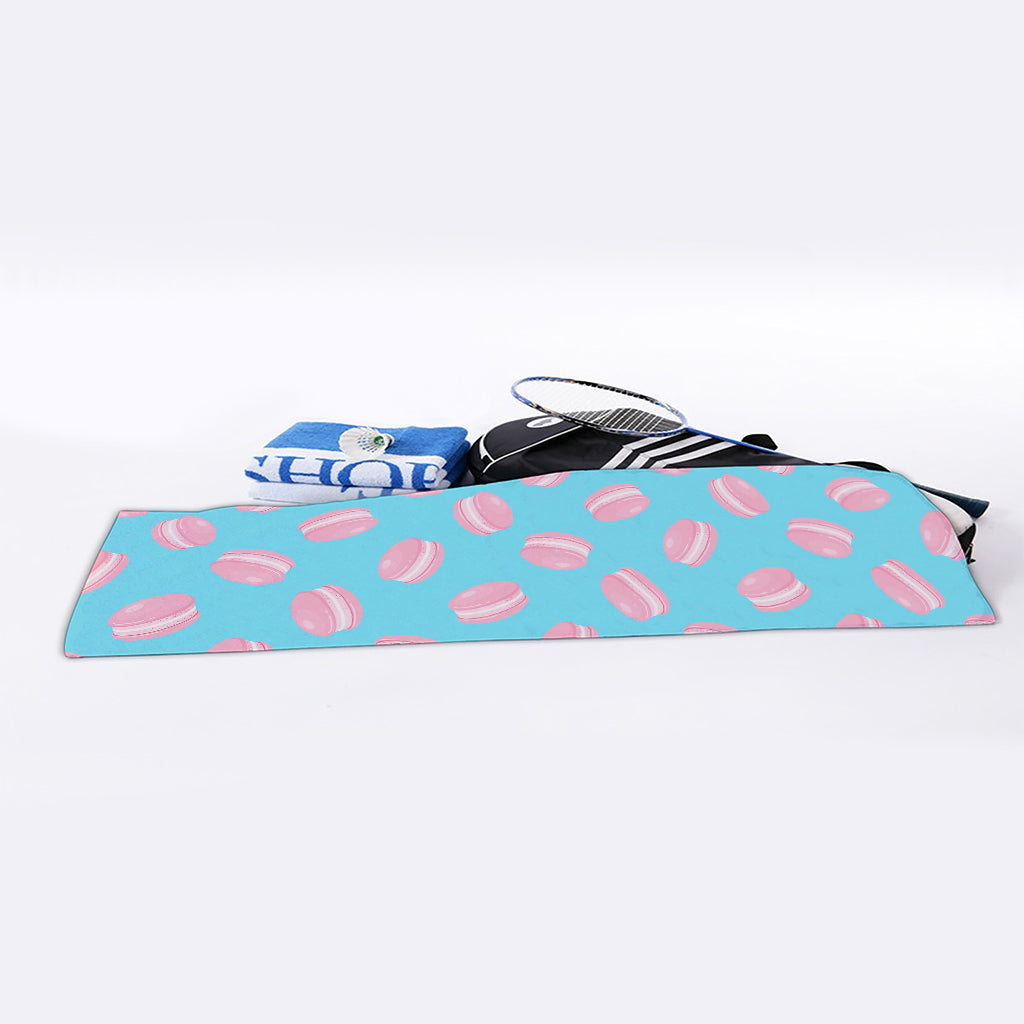 Pink Macaron Pattern Print Sports Towel