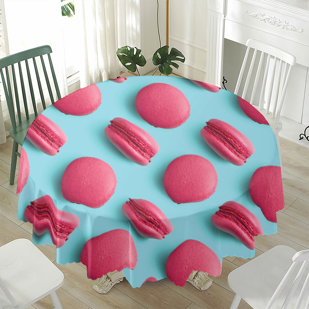 Pink Macarons Print Waterproof Round Tablecloth
